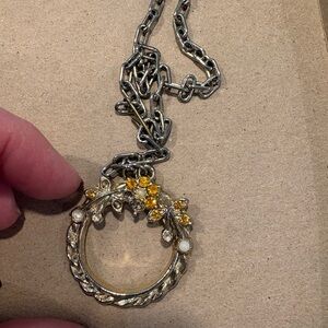 Vintage Elegant Gold and Silver Pendant Necklace